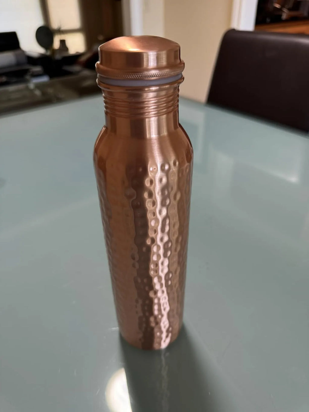 100% Pure Copper Water Bottle for Drinking 34 Oz Leak-Proof | Hammered