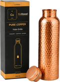 100% Pure Copper Water Bottle for Drinking 34 Oz Leak-Proof | Hammered